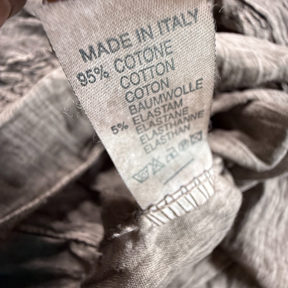 Boho Fairy Maxi Skirt Made in Italy Lace Embroidery Crinkle Cotton Taupe S/M - Picture 3 of 7